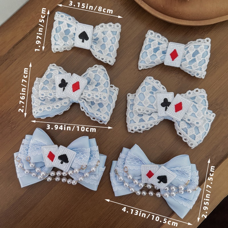 Cute Blue Lace Satin Bow Hair  - Tassel Fringe Trim ulasan dan harga